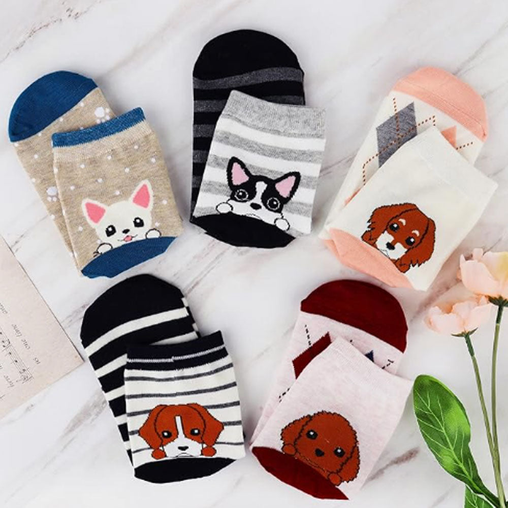 Women's Dog Socks dog Gifts Cute Animal Socks Gifts for Women 5pairs Puppy