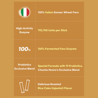 Chunhoncare Italian Premium Farro Enzyme Stick, 100% Fermented Emmer Wheat