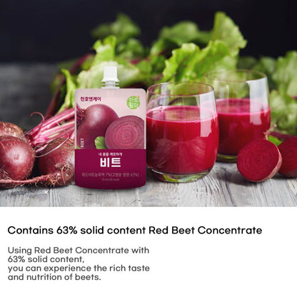 Chunho Ncare Korean Red Beet Juice – 100% German Red Beet with Apple Concentrate, Nutrient-Rich & Naturally Sweet, No Artificial Additives, Resealable Pouch (70mlx30pouches)