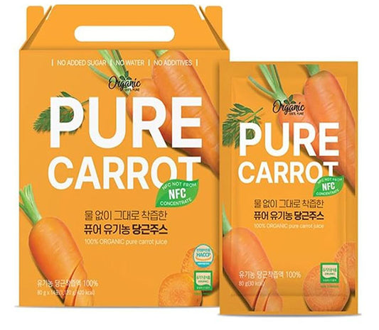 [CheonhoNCare] 100% Organic Spanish Carrot Juice | Pure NFC Juice, No Additives | Convenient & Hygienic Pouch 80g*14Pack