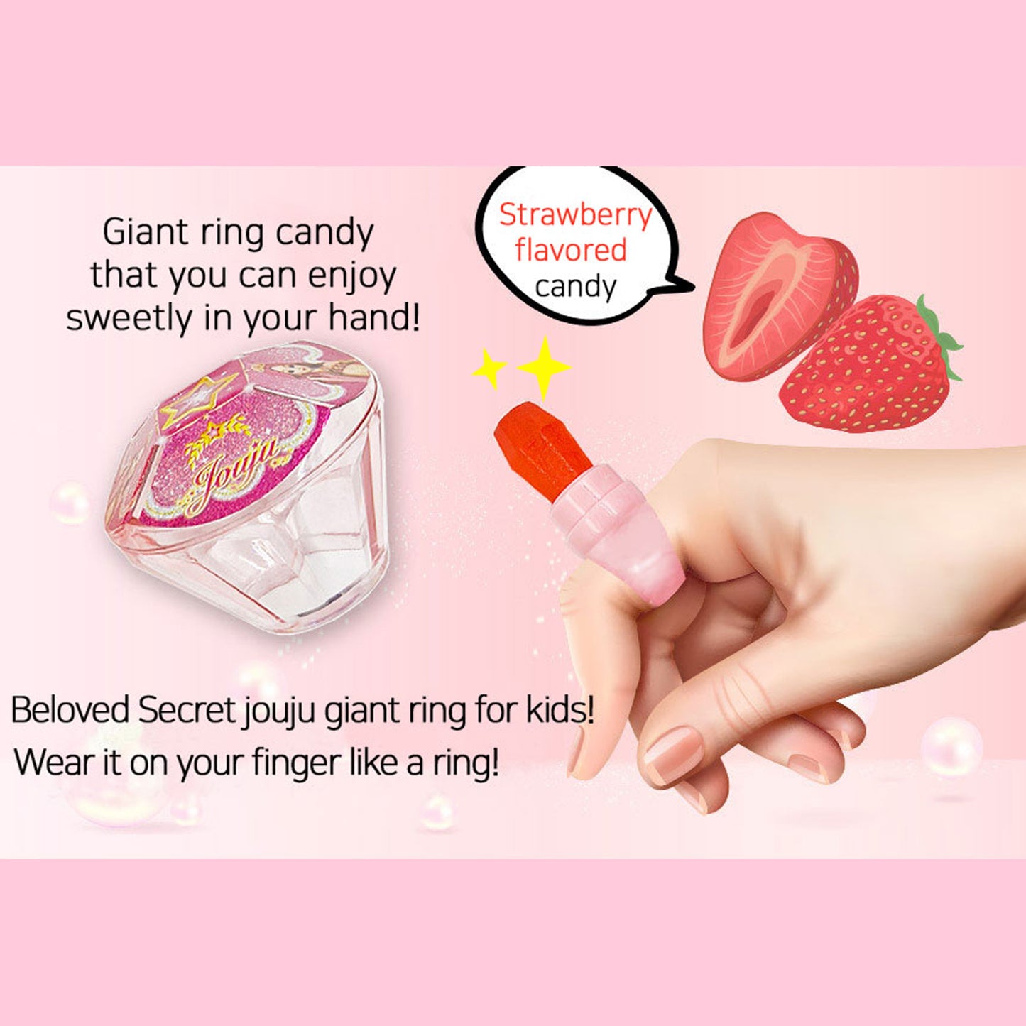 Secret Jouju Giant ring Candy Princess ring Strawberry flavor 1Set 15EA, 1EA 6g