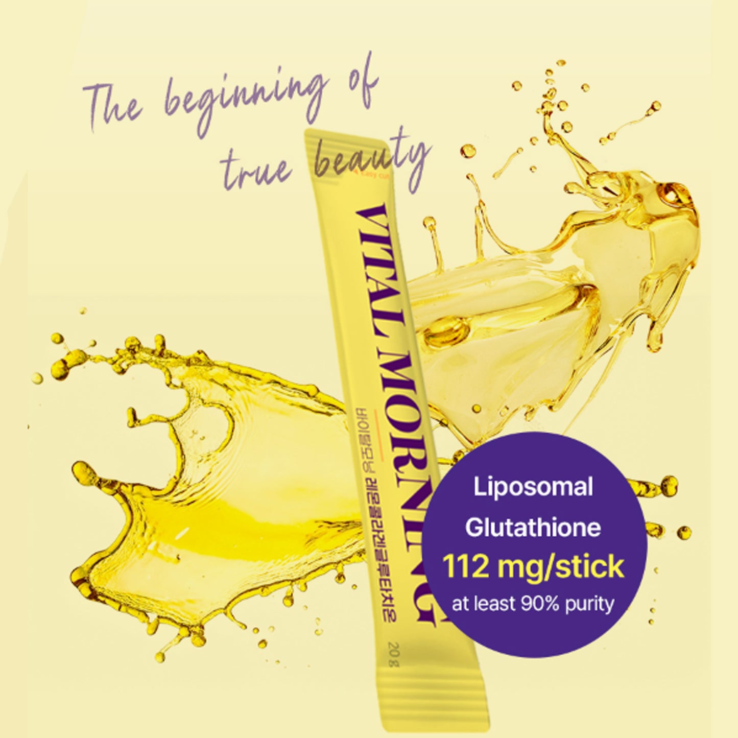 Chunhoncare Vital Morning Lemon Collagen & Glutathione Stick Drink, Real Lemon