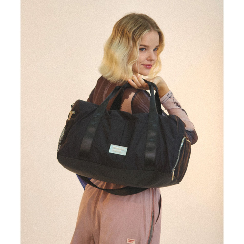 304 Athleisure Travel Bag – Black | 3-Piece Set (Bag, Strap, Mini Pouch) | Spacious & Lightweight Weekender Gym Duffel | Waterproof Pocket & 6 Storage Compartments | Carry-On Compatible