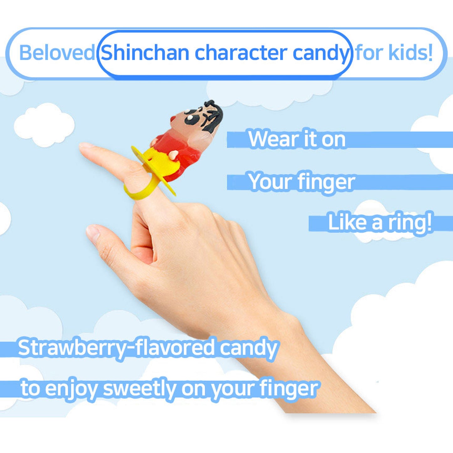 Ring candy Shinchan Character Candy Strawberry flavors 1Set 24EA, 1EA 14g