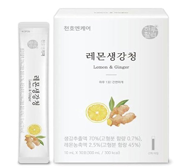 [CheonhoNCare] Lemon Ginger Stick with Korean Jujube & Organic Sugar | Convenient Single-Serve Pouches | Perfect for Tea or Direct Consumption 10ml*30Packs