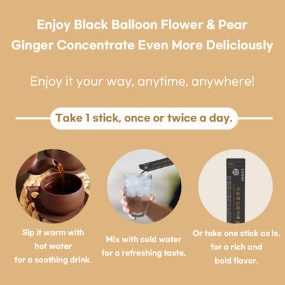 Chunho Ncare Korean Herbal Root Stick – Ssanghwa Black Balloon Flower Pear Ginger Extract | 100% Korean Ingredients, No Additives, 20ml x 30 Sticks