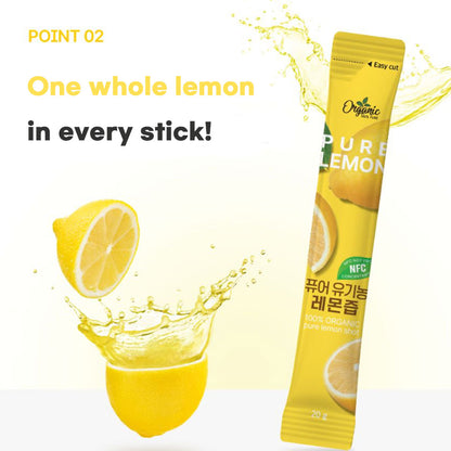 Chunho Ncare Korean Lemon Juice Concentrate, Organically Grown Spanish Lemons, NFC Cold Pressed, No Sugar Added, No Additives, Convenient Stick Pouch (20gx15sticks)