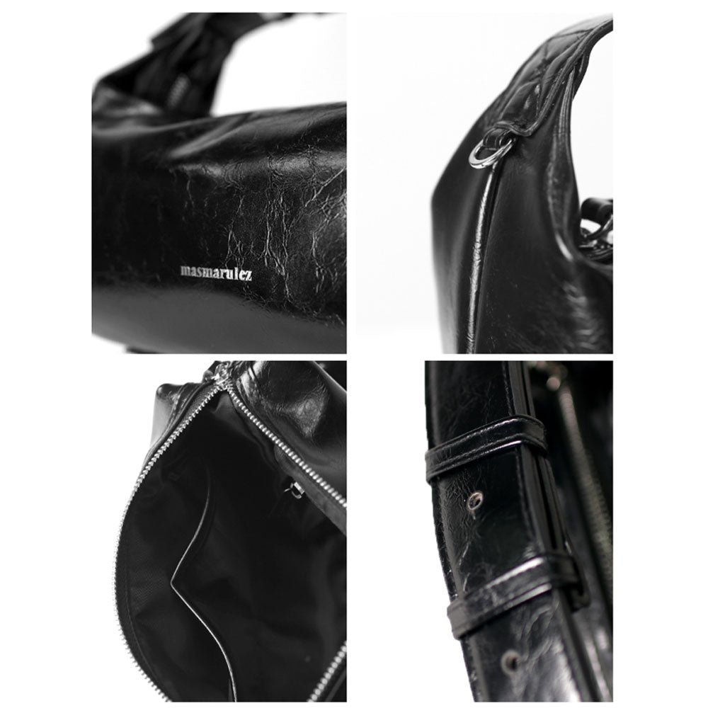 Masmarulez 3-Way Belted Mini Hobo Bag – Vegan Leather Convertible Tote, Shoulder, & Crossbody Purse for Women – Lightweight Daily Bag (Black)