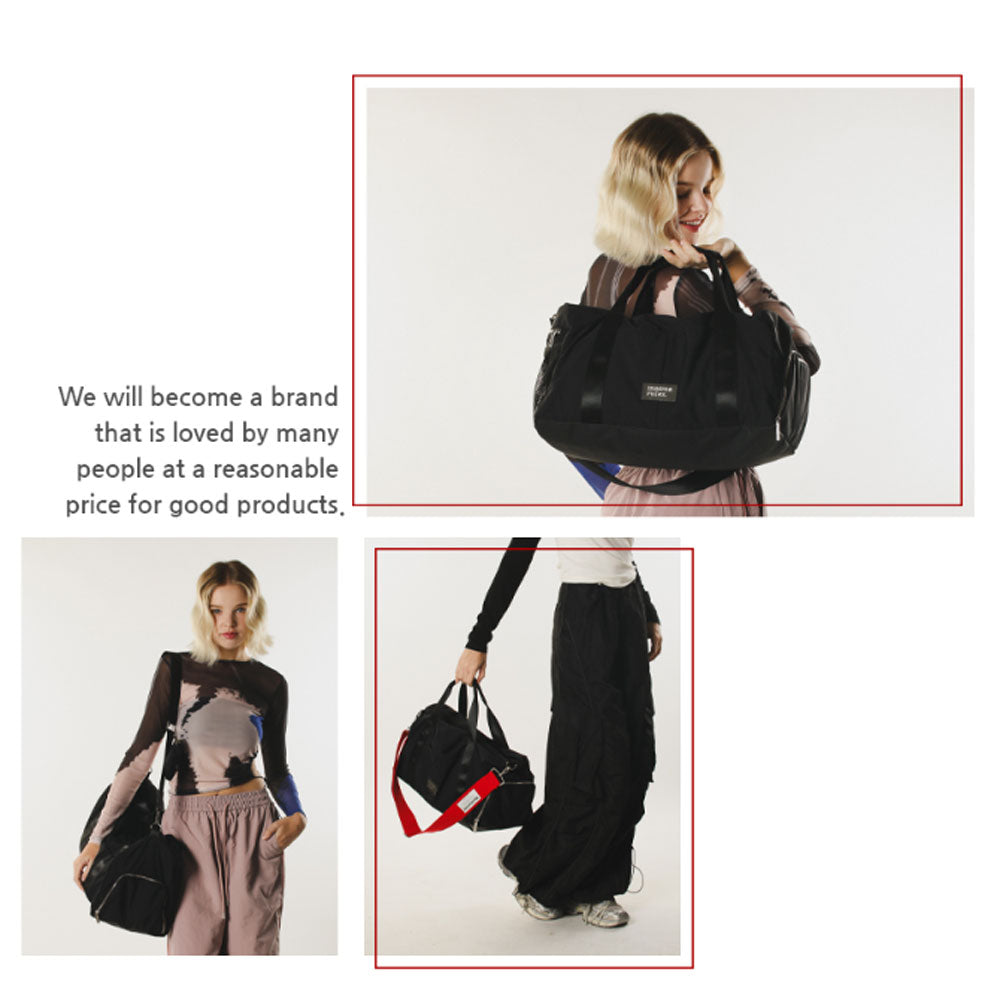 304 Athleisure Travel Bag – Black | 3-Piece Set (Bag, Strap, Mini Pouch) | Spacious & Lightweight Weekender Gym Duffel | Waterproof Pocket & 6 Storage Compartments | Carry-On Compatible