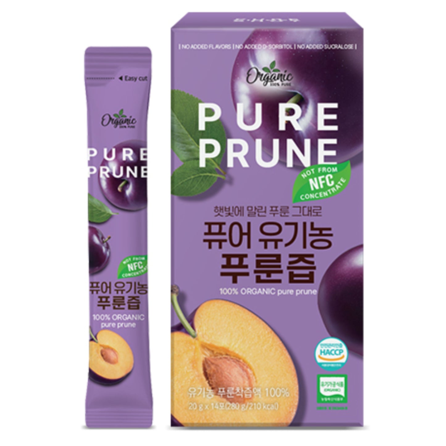 Chunhoncare Organic Turkish Prune Juice Sticks, NFC Not From Concentrate, No Added Sugar, No Artificial Additives, Convenient Stick Pouches