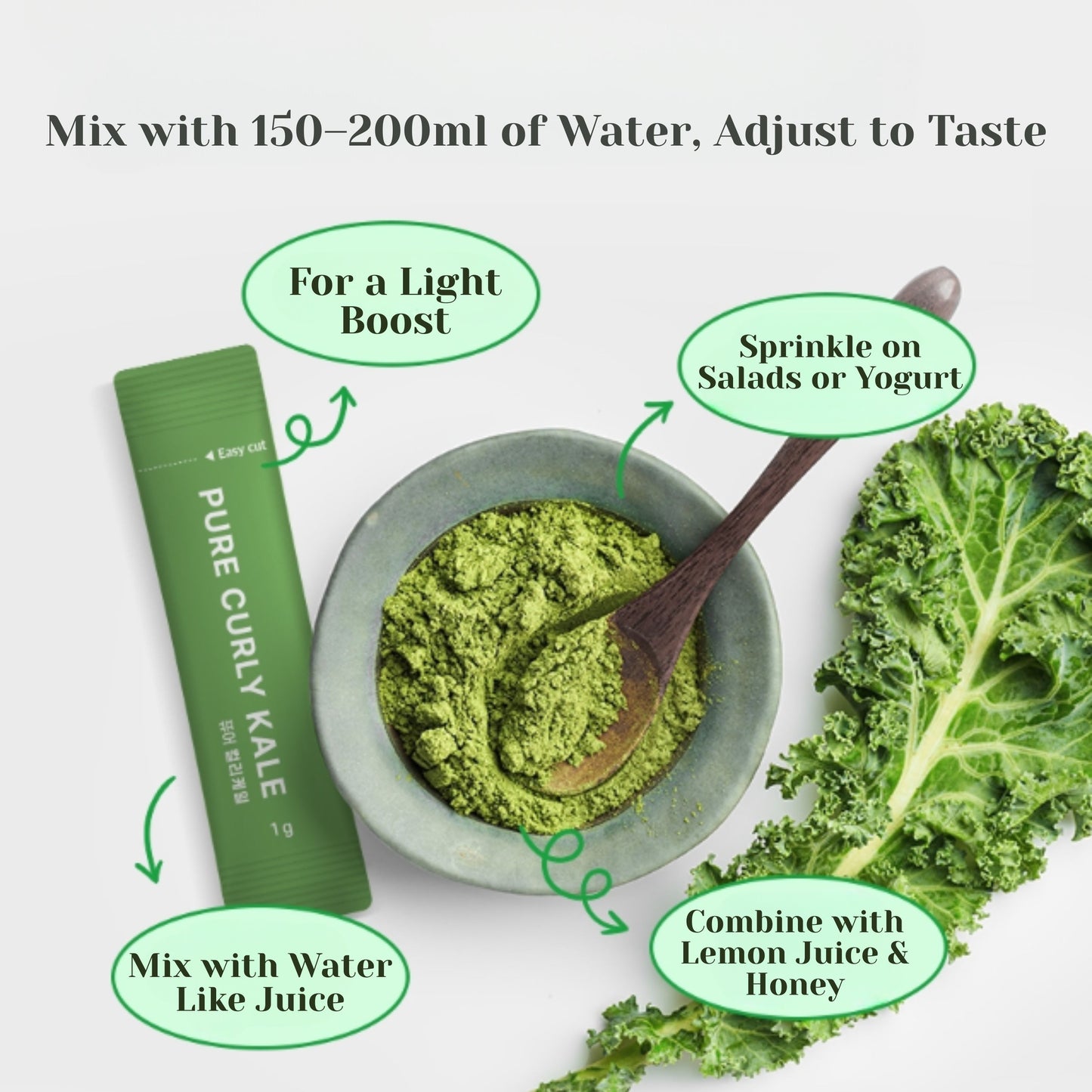 Share Chunhoncare 100% Pure Curly Kale Powder Stick packs – Freeze-Dried Kale