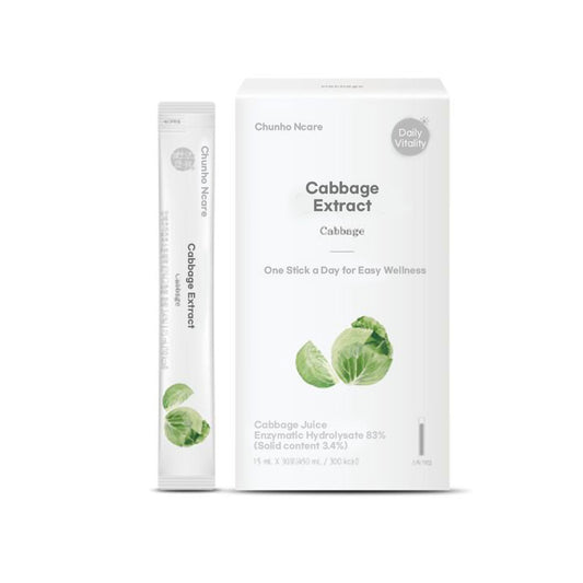 Chunho Ncare Korean Cabbage Juice Concentrate, 100% Pesticide-Free Korean Cabbage, No Water Added, NFC Cold Pressed, Easy-Cut Liquid Stick Pouch, HACCP Certified (15ml × 30sticks)