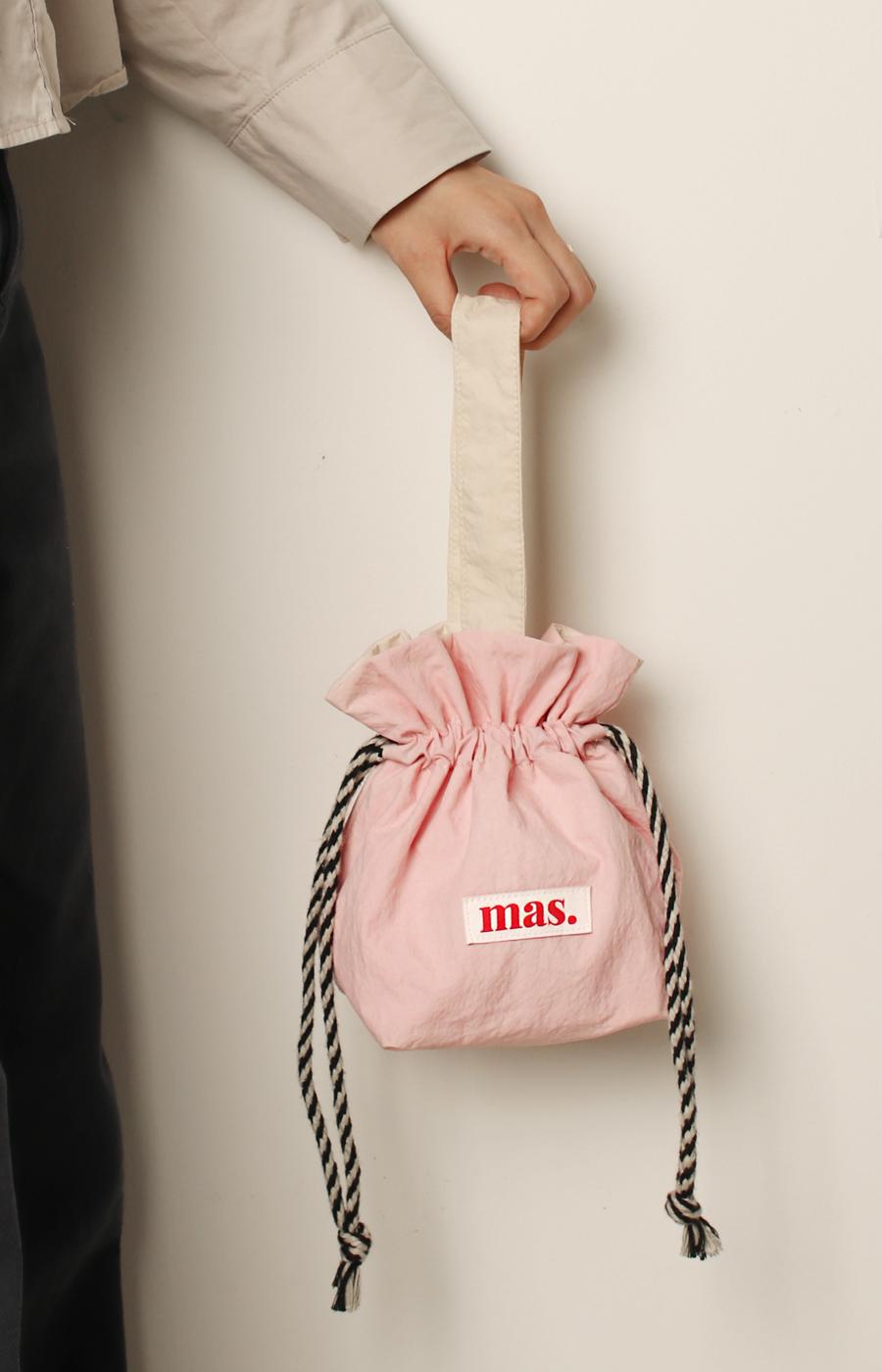 [Masmarulez] Solid string tote bag Waterproof _ Baby pink