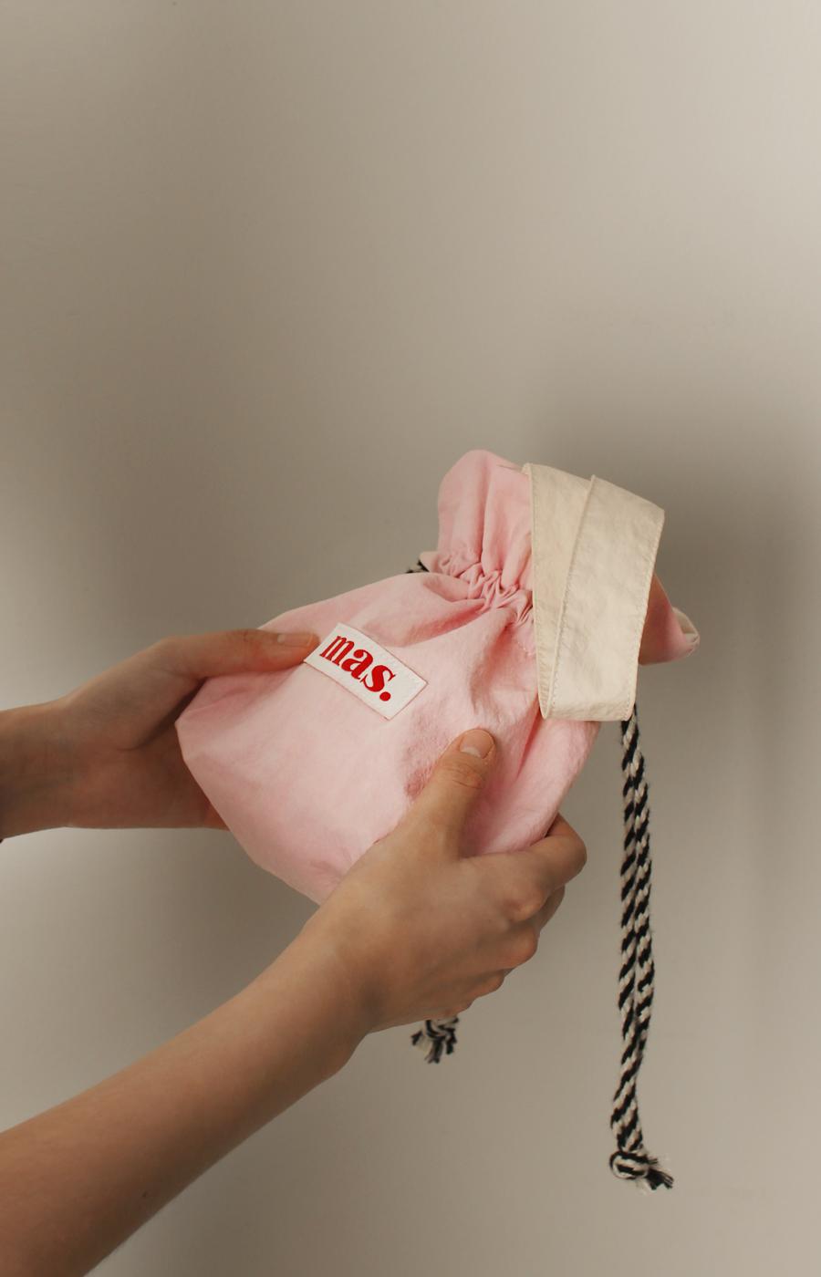 [Masmarulez] Solid string tote bag Waterproof _ Baby pink