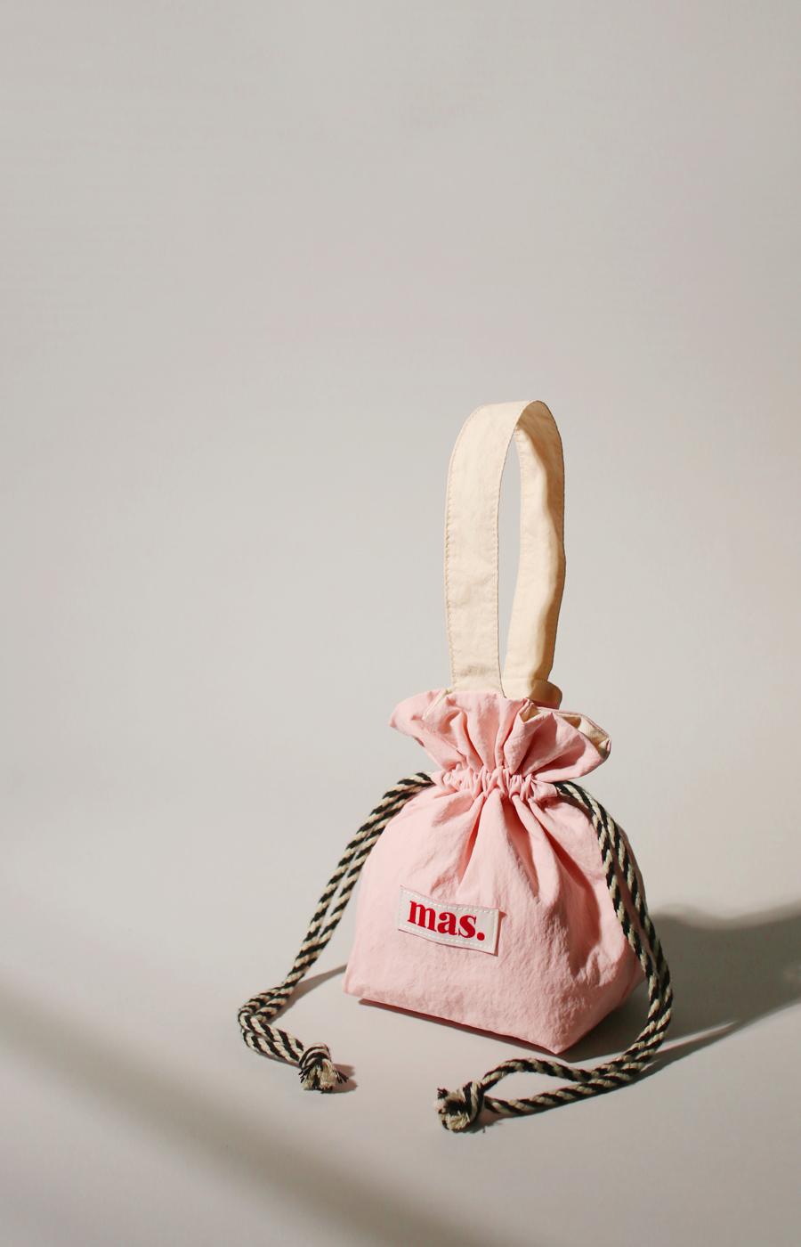 [Masmarulez] Solid string tote bag Waterproof _ Baby pink