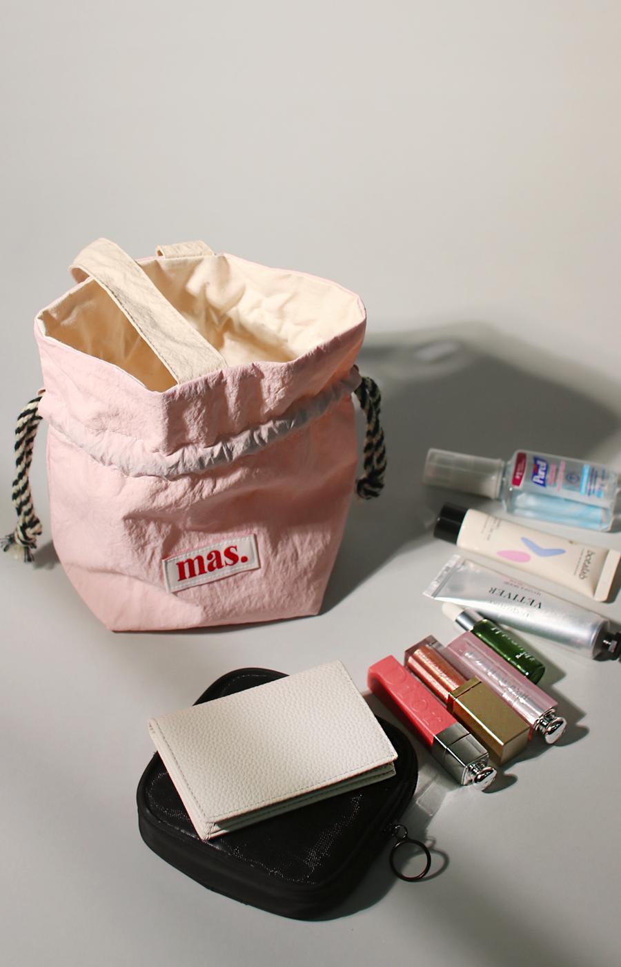 [Masmarulez] Solid string tote bag Waterproof _ Baby pink