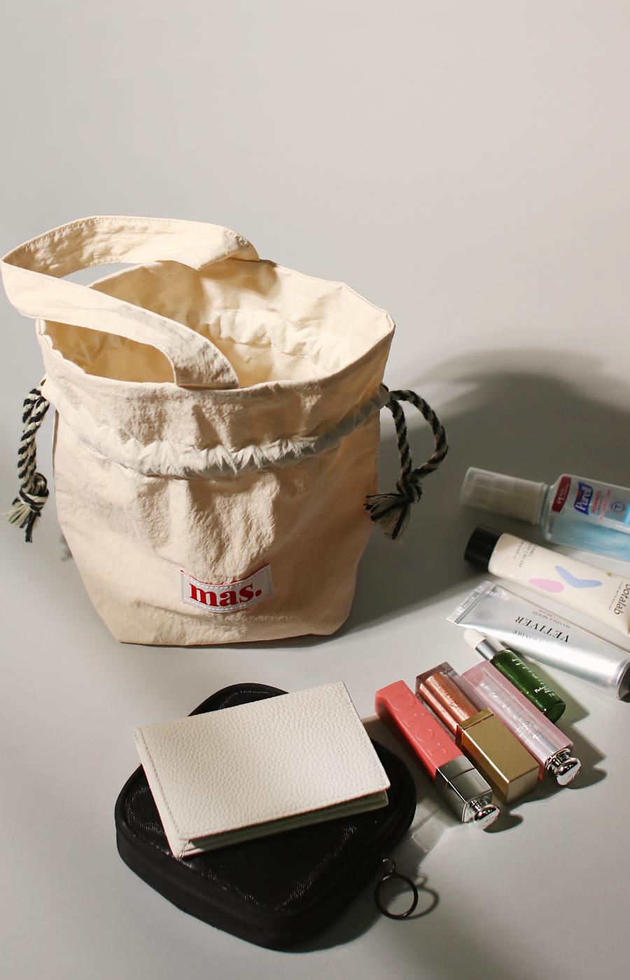 [Masmarulez] Solid string tote bag Waterproof _ Beige