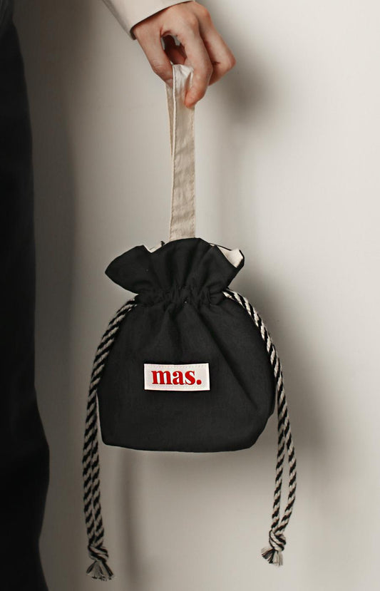 [Masmarulez] Solid string tote bag Waterproof _Black