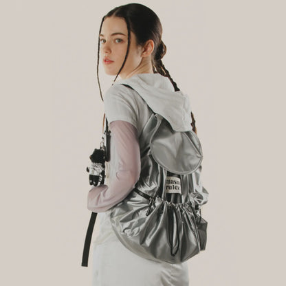 [Masmarulez] String flap backpack _Glittery silver