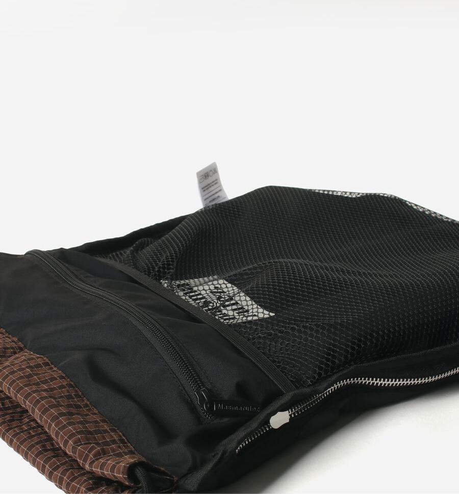 [Masmarulez] Gym sack string bag _ Plaid check brown