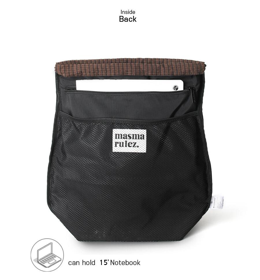 [Masmarulez] Gym sack string bag _ Plaid check brown