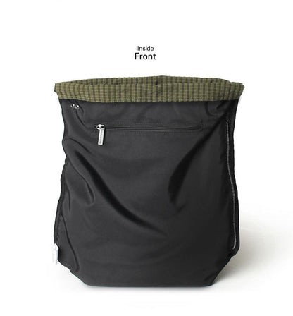 [Masmarulez] Gym sack string bag _ Plaid check Khaki
