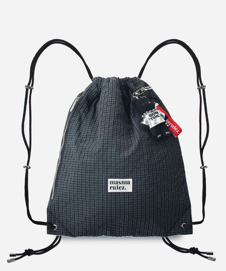 [Masmarulez] Gym sack string bag _ Plaid check Navy black