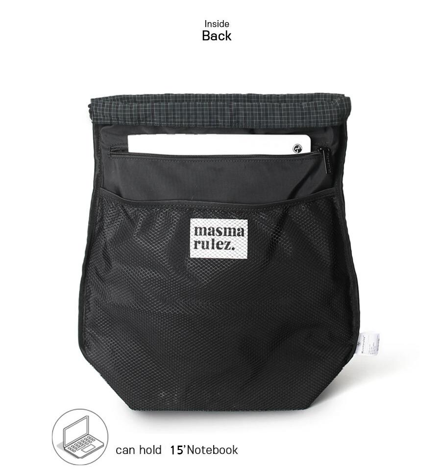 [Masmarulez] Gym sack string bag _ Plaid check Navy black
