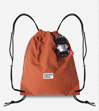 [Masmarulez] Gym sack string bag _ Plaid check Orange