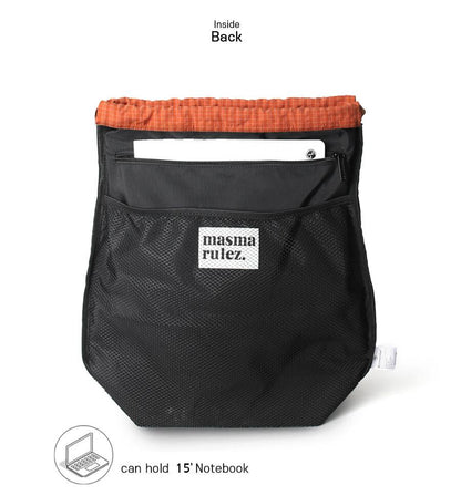 [Masmarulez] Gym sack string bag _ Plaid check Orange