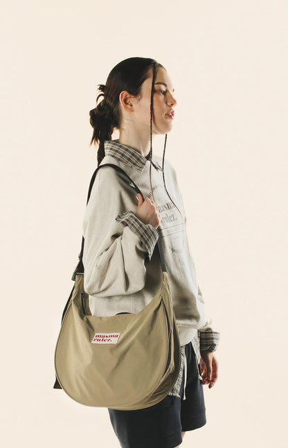 [Masmarulez] Halfmoon cross bag _ Khaki Beige