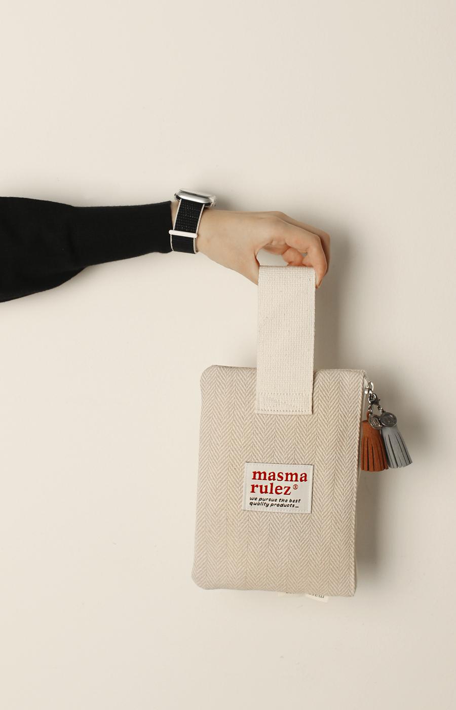 [Masmarulez] Herring bone Strap pouch _ Beige