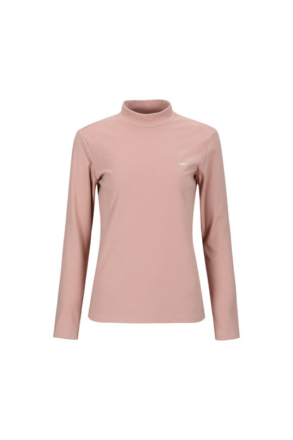 Peach Fleece Half Turtleneck Top