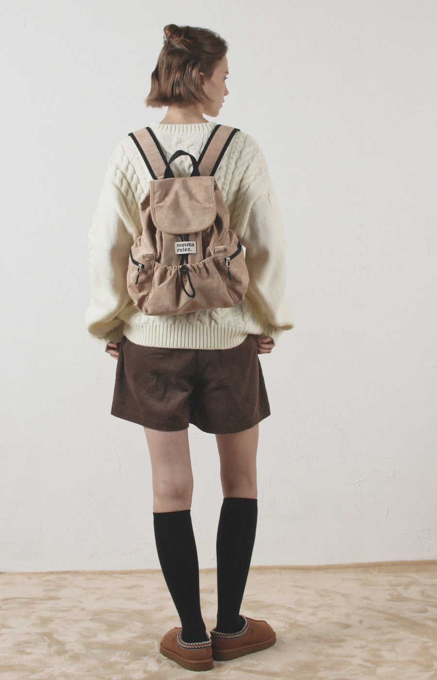 [Masmarulez] Suede flap backpack _ Mini beige