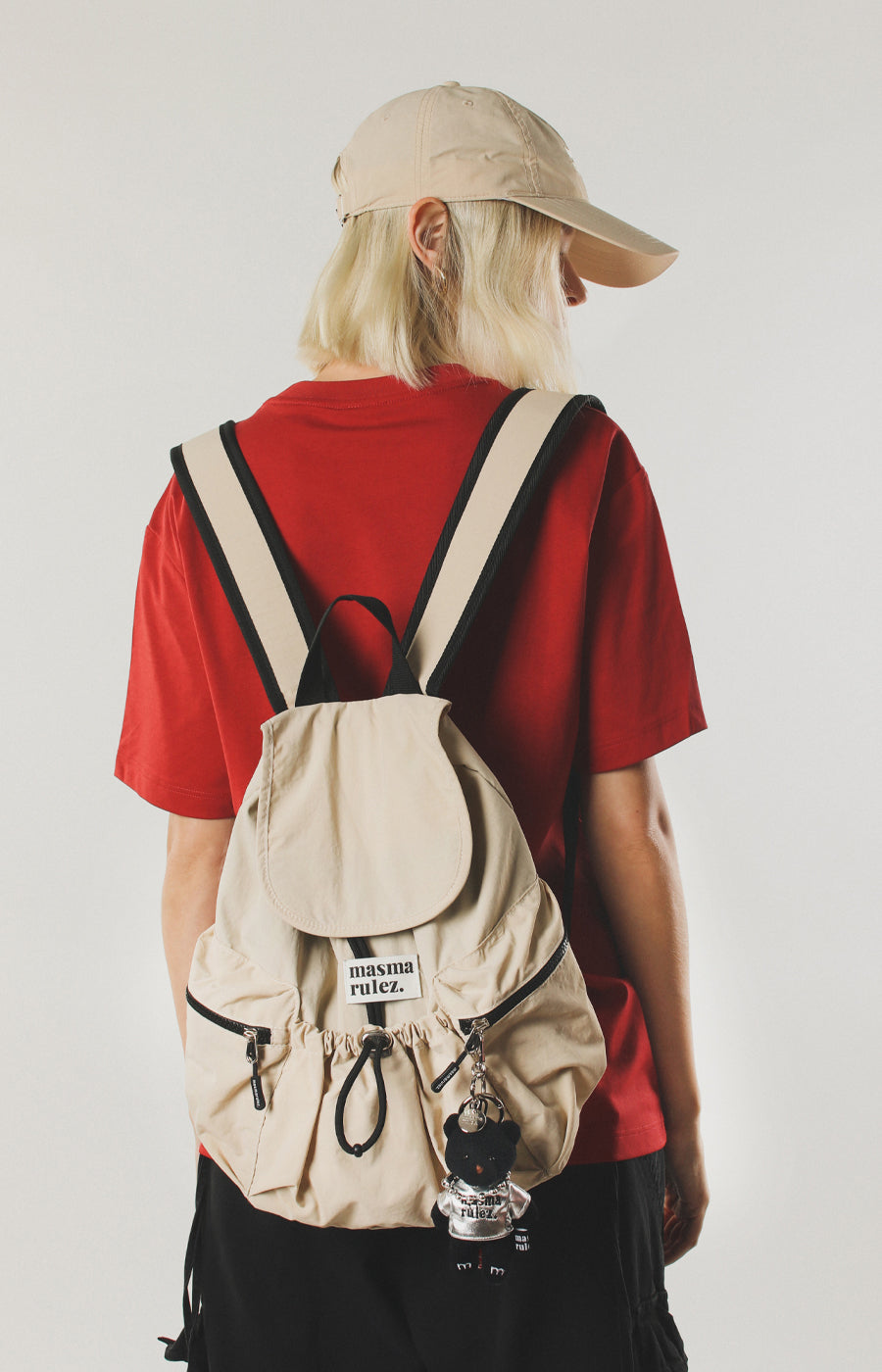 Masmarulez] String flap backpack_ beige / Mini ver
