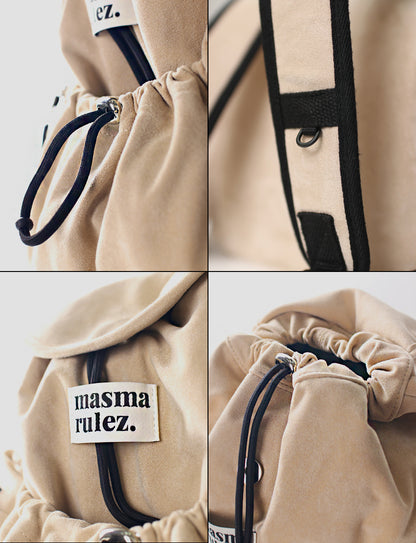 [Masmarulez] Suede flap backpack _ Mini beige