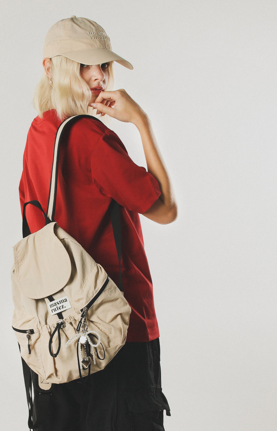 [Masmarulez] String flap backpack _ Mini beige