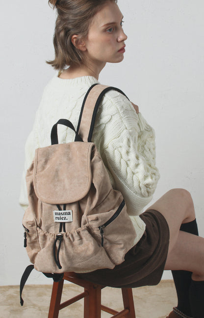 [Masmarulez] Suede flap backpack _ Mini beige