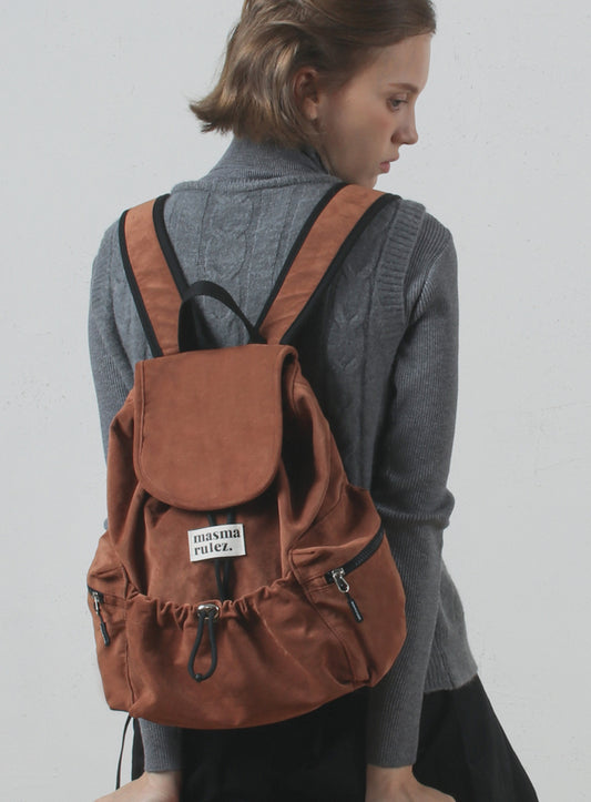 [Masmarulez] Suede flap backpack _ Mini Brown