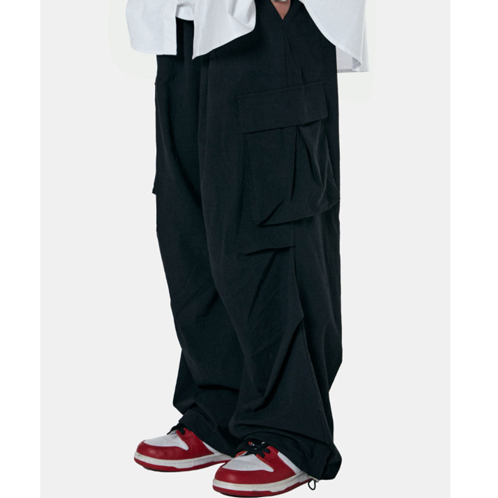 Cargo Tuck String Pants [Black]