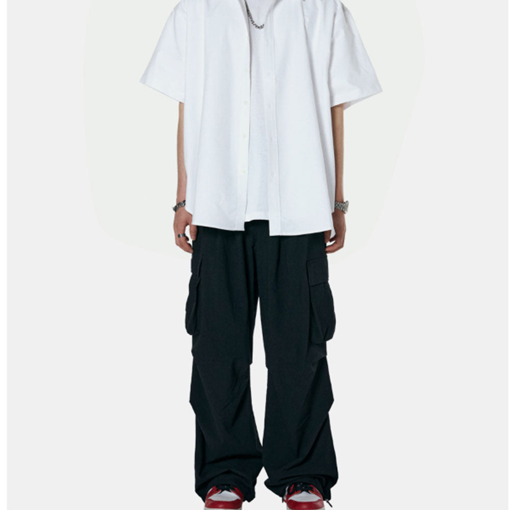 Cargo Tuck String Pants [Black]