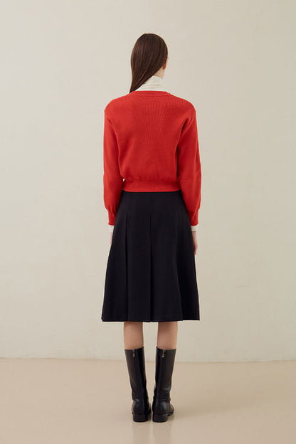 Daily Round Knit Cardigan (Red)