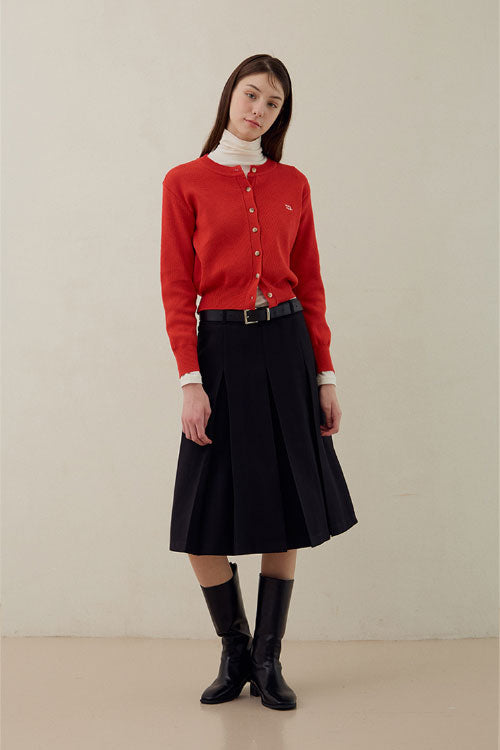 Daily Round Knit Cardigan (Red)