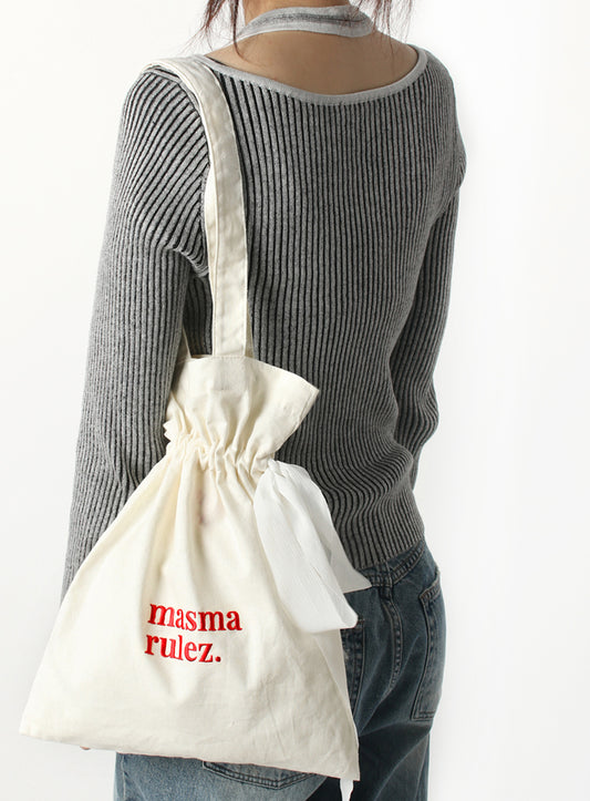 [Masmarulez] Ribbon eco bag _Cream