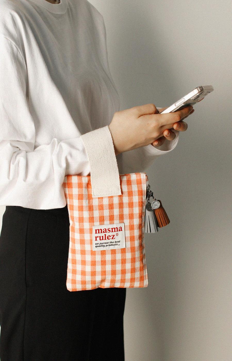 [Masmarulez] Spring Check Strap pouch _Orange