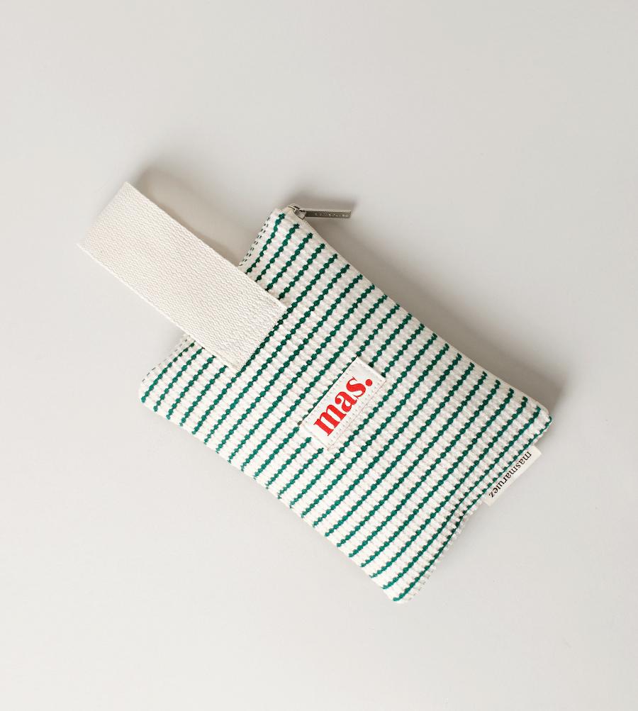 [Masmarulez] Korean Strap Pouch Bag Waffle Stripe Green