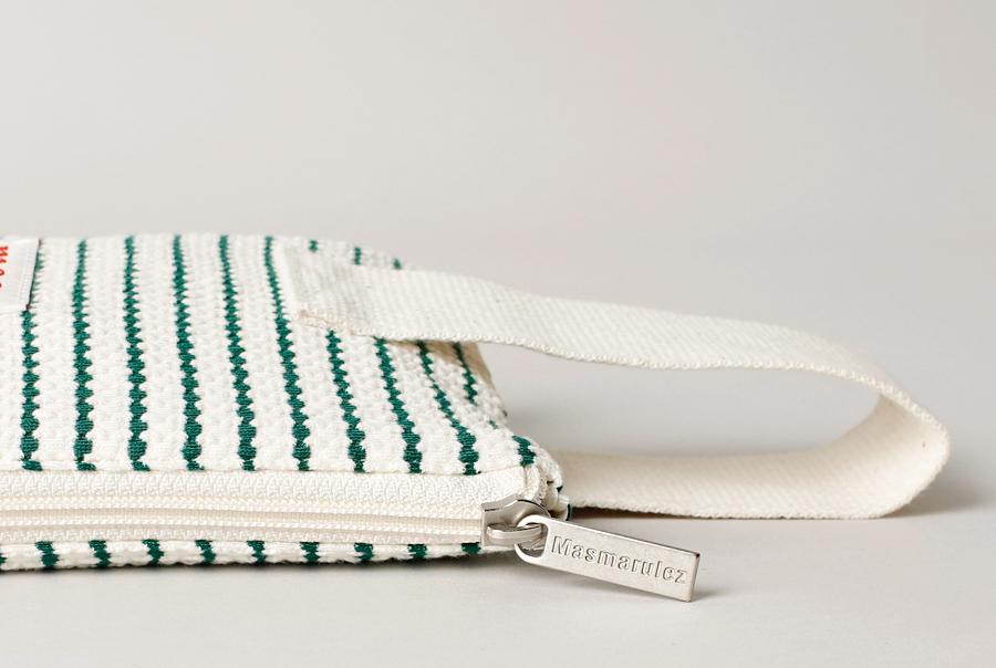 [Masmarulez] Korean Strap Pouch Bag Waffle Stripe Green