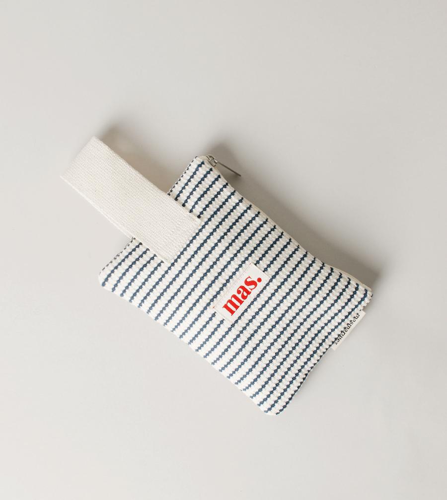 [Masmarulez] Korean Strap Pouch Bag Waffle Stripe Navy