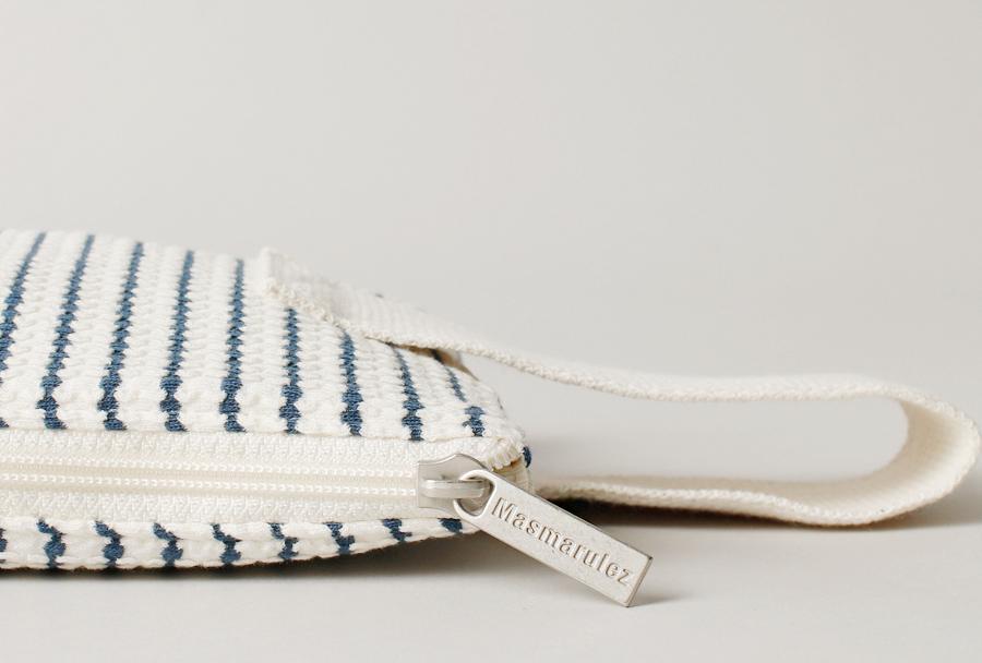 [Masmarulez] Korean Strap Pouch Bag Waffle Stripe Navy