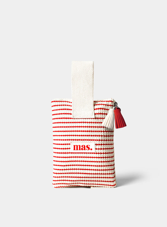 [Masmarulez] Korean Strap Pouch Bag Waffle Stripe Red